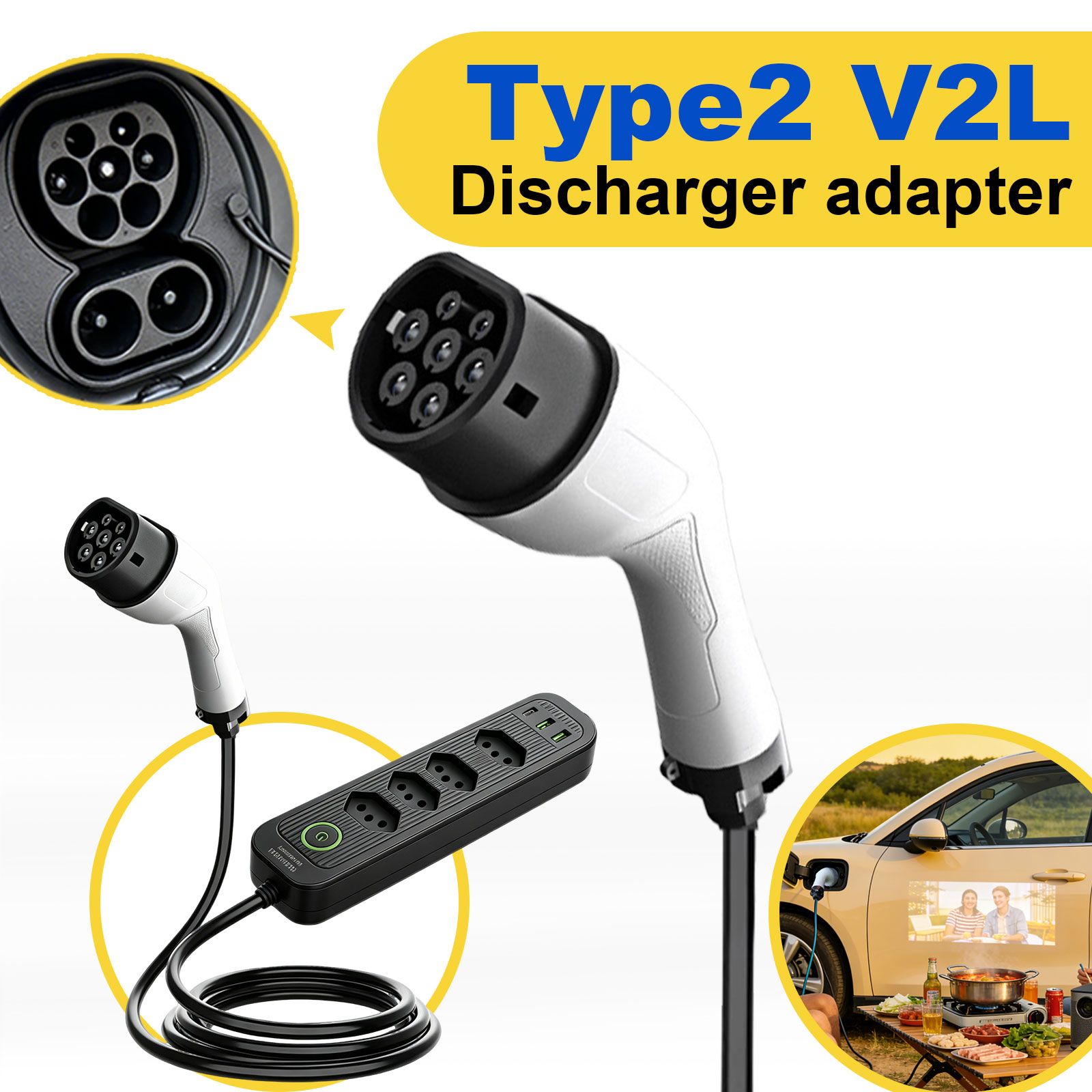 타입2 V2L 방전 어댑터 16A 브라질 소켓 EV - - Outdoor Power Solutions 리뷰 및 가격
