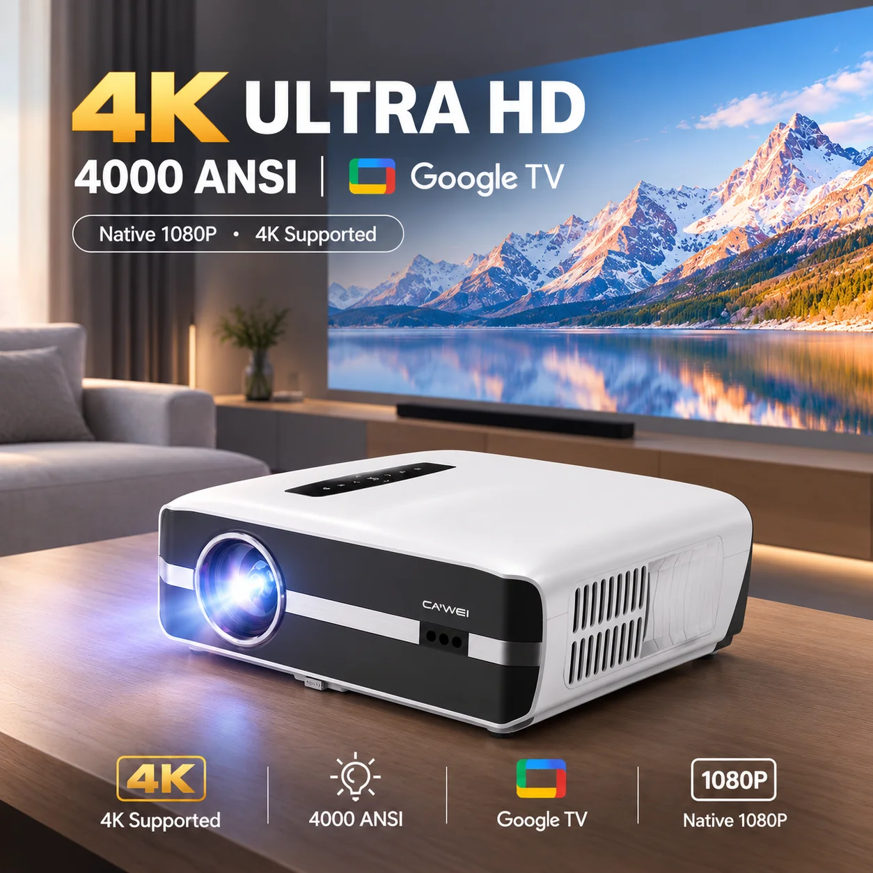 새로운 A9S 4K 4000ANSI 프로젝터, 자동 초 - Outdoor Power Products 리뷰 및 가격